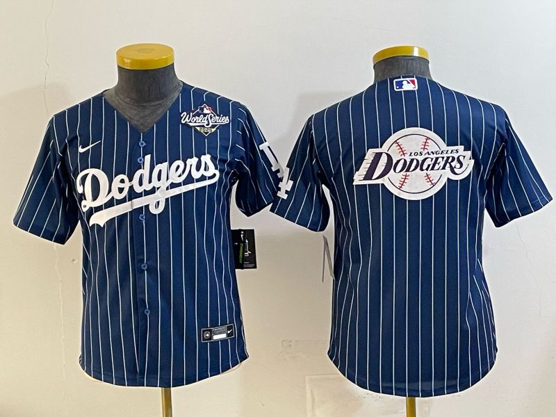 Youth 2026 Los Angeles Dodgers Blank Drak Blue Stripe Game Nike MLB Jersey style 0015->youth mlb jersey->Youth Jersey